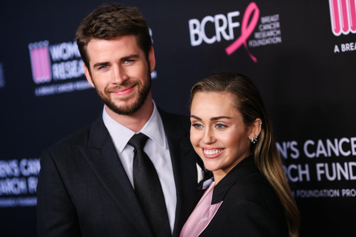 (FILE) Miley Cyrus and Liam Hemsworth Split. BEVERLY HILLS, LOS ANGELES, CALIFORNIA, USA - FEBRUARY 28: Actor Liam Hemsworth and wife/singer Miley Cyrus arrive at The Women's Cancer Research Fund's An Unforgettable Evening Benefit Gala 2019 held at the Beverly Wilshire Four Seasons Hotel on February 28, 2019 in Beverly Hills, Los Angeles, California, United States. (Photo by Xavier Collin/Image Press Agency/Sipa USA)