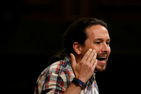 Podemos (We Can) leader Pablo Iglesias speaks during an investiture debate at parliament in Madrid, Spain, September 2, 2016. REUTERS/Susana Vera
