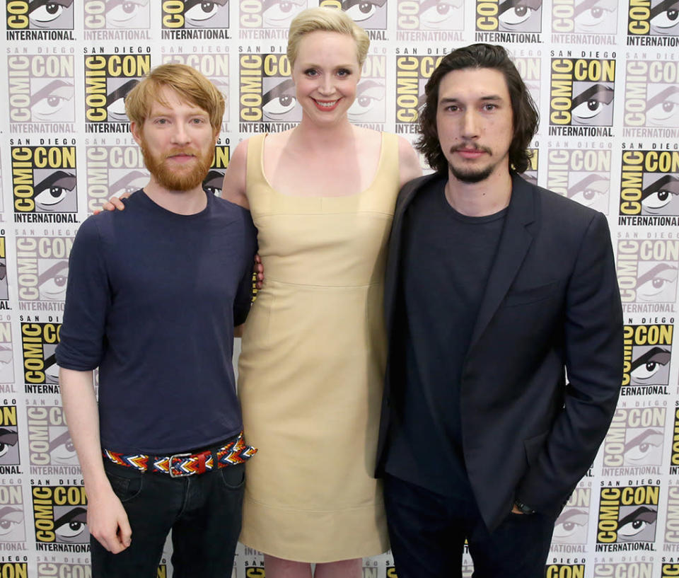 <p>Dark side cast members Domhnall Gleeson, Gwendoline Christie and Adam Driver also appeared at the highly anticipated Comic-Con panel. (Photo: Jesse Grant/Getty Images)</p>
