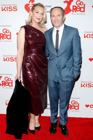 <p>Astrid Stawiarz/Getty</p> Elisabeth Röhm and and Peter Glatzer at Lincoln Center on January 31, 2024 in New York City.