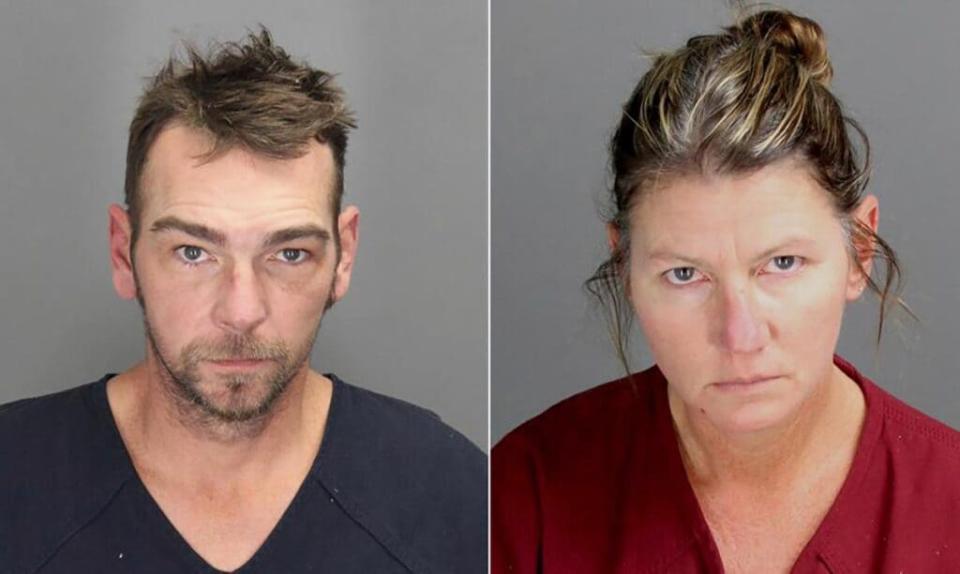 This combo from photos provided by the Oakland County Sheriff’s Office shows, from left, James Crumbley and Jennifer Crumbley. (Oakland County Sheriff’s Office via AP)