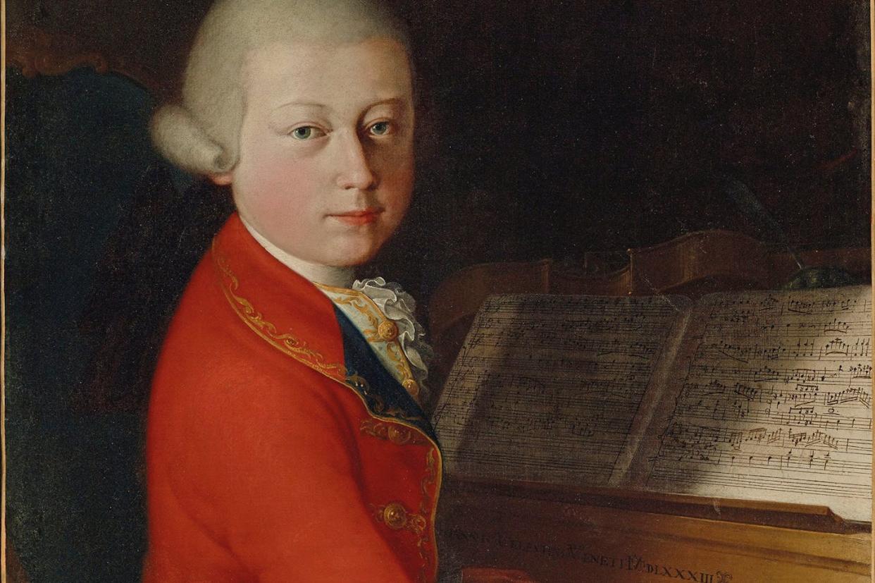 Retrato de Wolfgang Amadeus Mozart a la edad de 13 años en Verona. <a href="https://es.m.wikipedia.org/wiki/Archivo:Portrait_of_Wolfgang_Amadeus_Mozart_at_the_age_of_13_in_Verona,_1770.jpg" rel="nofollow noopener" target="_blank" data-ylk="slk:Giambettino Cignaroli / Wikimedia Commons;elm:context_link;itc:0;sec:content-canvas" class="link ">Giambettino Cignaroli / Wikimedia Commons</a>