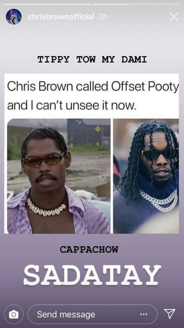 The pair got heated after Offset called out Brown for posting a meme making fun of 21 Savage's deportation.