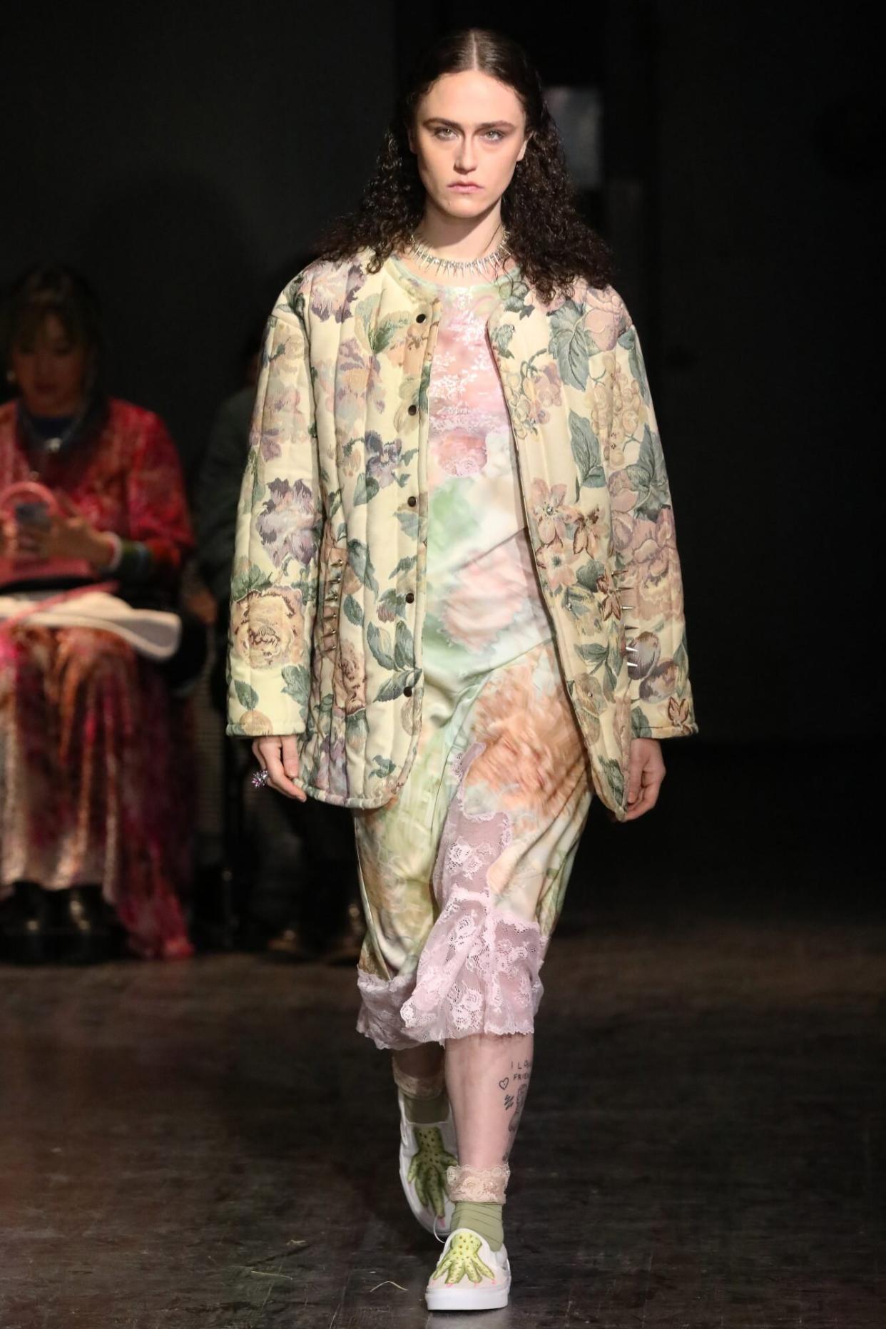 NEW YORK, NEW YORK - FEBRUARY 10: A model walks the runway at the Collina Strada show during New York Fashion Week on February 10, 2023 in New York City. (Photo by Albert Urso/Getty Images)