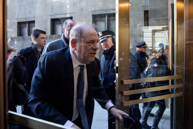 FILE PHOTO: Film producer Harvey Weinstein arrives at New York Criminal Court for his sexual assault trial in the Manhattan borough of New York City