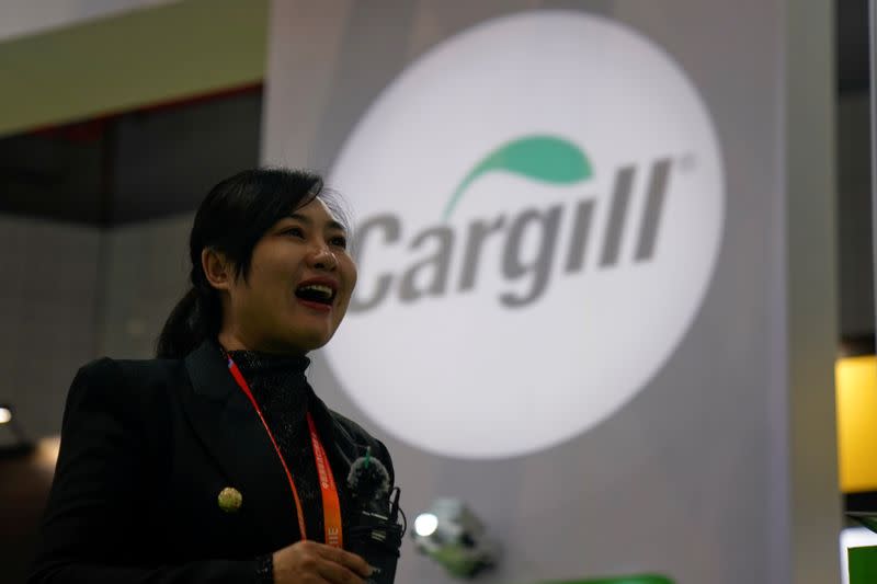 A Cargill sign is seen during the China International Import Expo (CIIE), at the National Exhibition and Convention Center in Shanghai