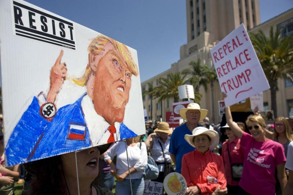 Protesters in San Diego, California (EPA)