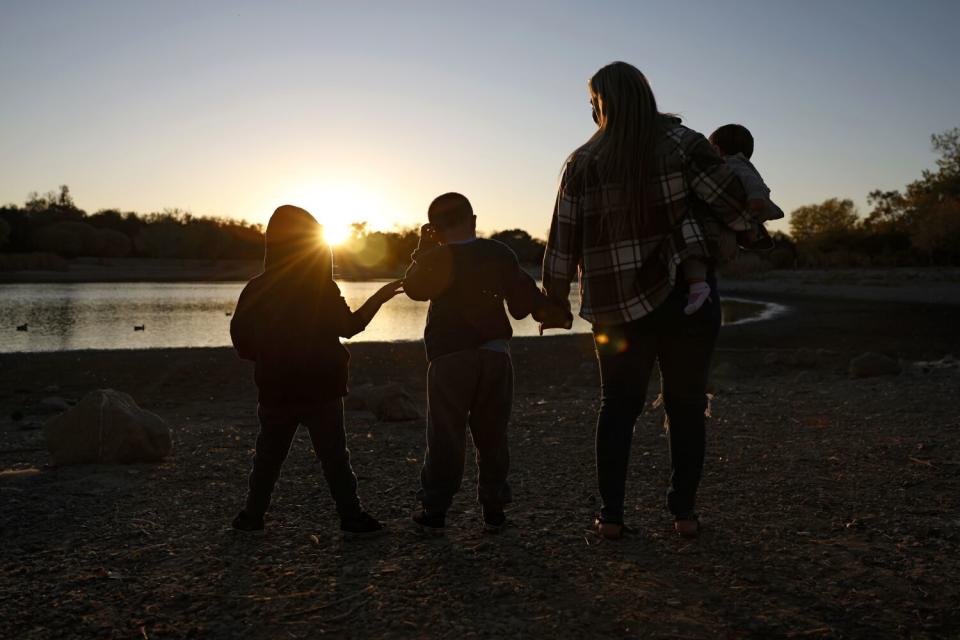 Allison with her children at a park in San Jose.