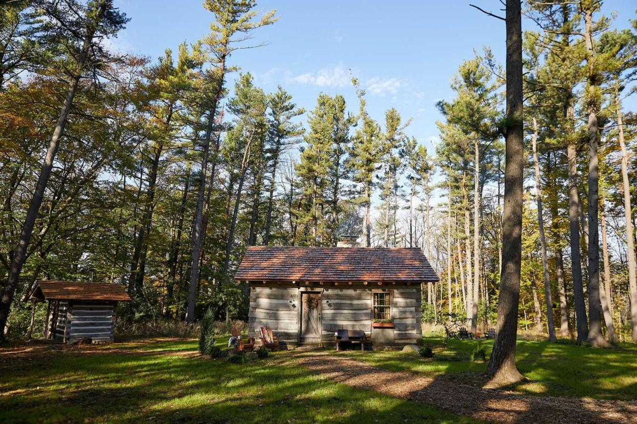 Cabins in the woods, by a river in Wisconsin