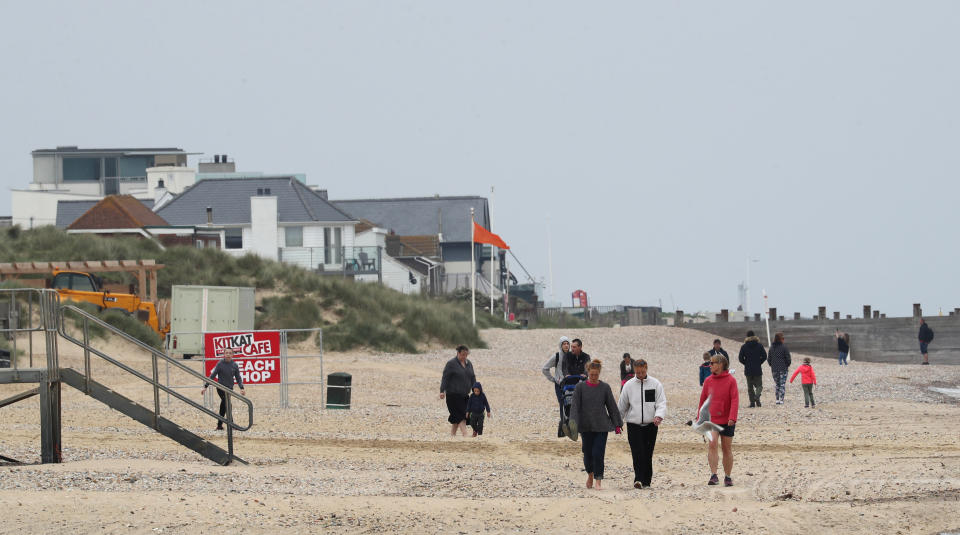 A view of the empty beach at Camber Sands in East Sussex as the UK continues in lockdown to help curb the spread of the coronavirus.