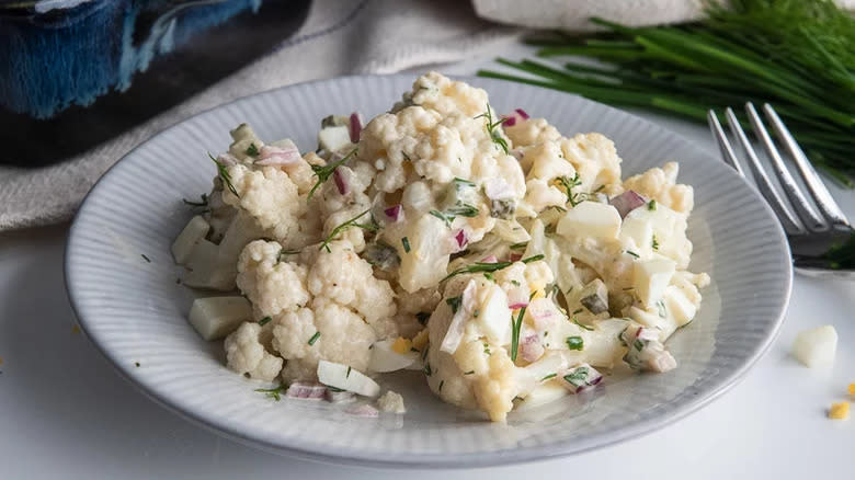 Cauliflower potato salad plate