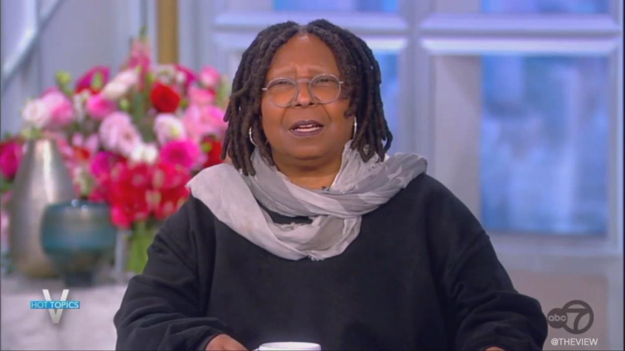 Whoopi Goldberg returned to The View Monday after her suspension over comments about the Holocaust. (Screenshot: The View)