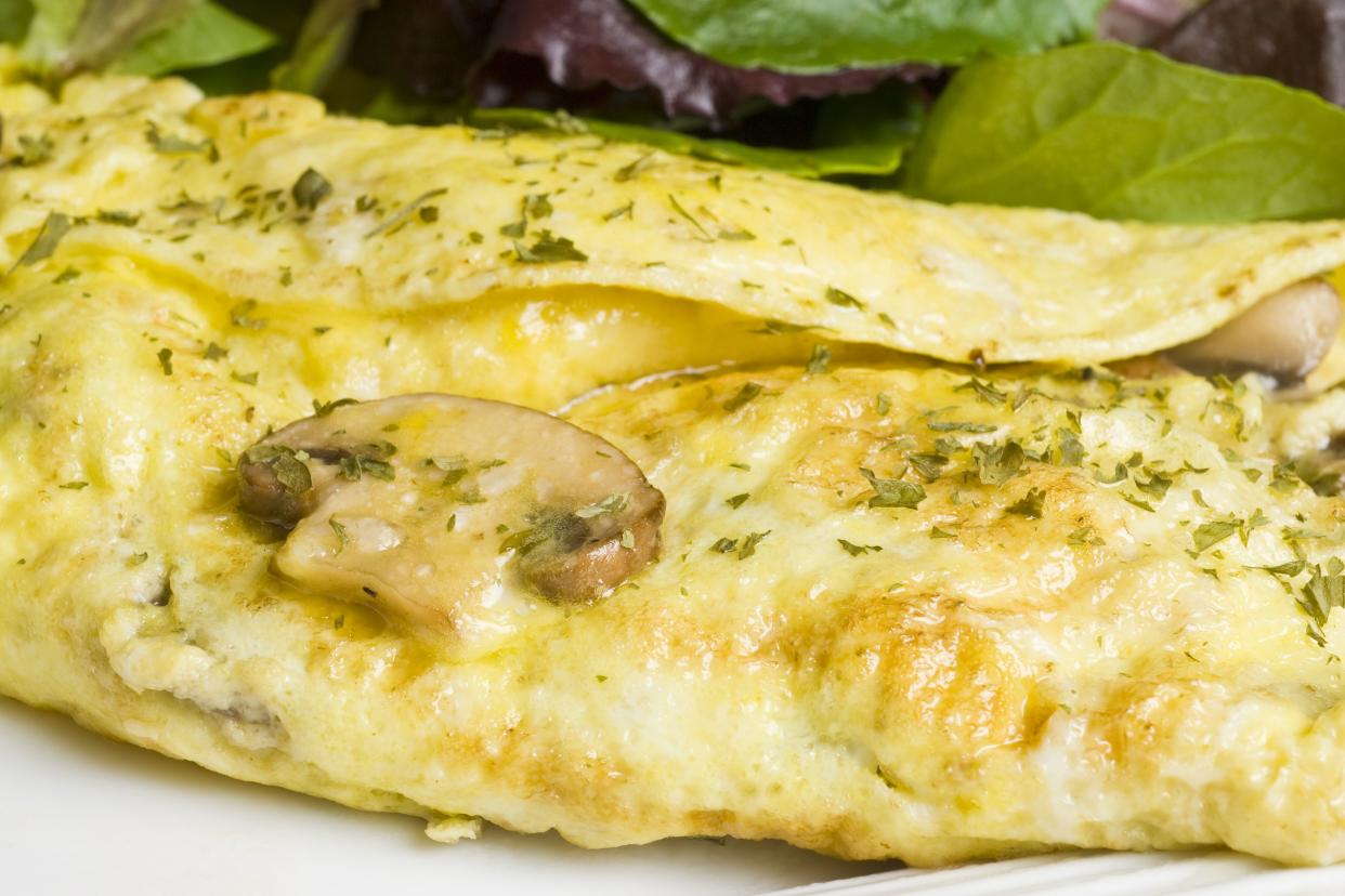 close-up of mushroom omelet