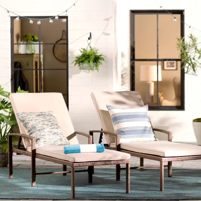 Laurel Foundry Modern Farmhouse Matoury chaise lounge with cushion. (Photo: Wayfair)