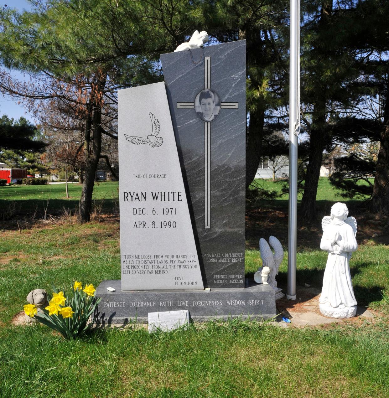 Ryan White's grave in the Cicero Cemetery in Cicero, Ind.,