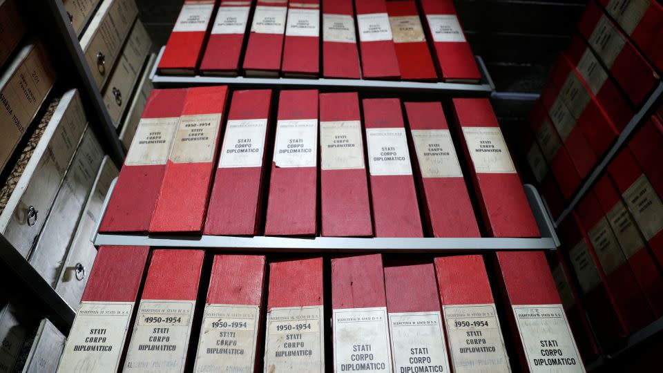 Folders containing documents on Pope Pius XII, who reigned from 1939-1958, are seen inside the Vatican archives ahead of the full opening of the secret archives to scholars on March 2, at the Vatican, February 27, 2020.  - Guglielmo Mangiapane/Reuters