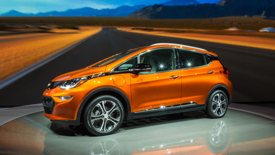 DETROIT, MI/USA - JANUARY 12, 2016: A 2017 Chevrolet Bolt EV car at the North American International Auto Show (NAIAS), one of the most influential car shows in the world each year.