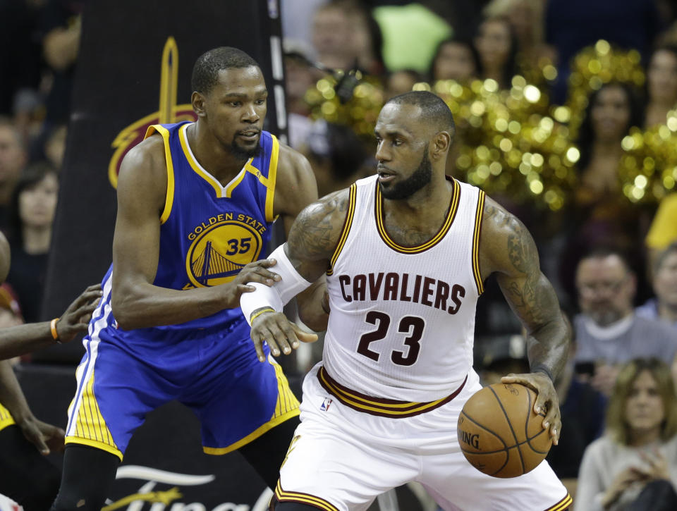 Paying up for multiple stars like Kevin Durant and LeBron James isn’t always the way to go in DFS. (AP Photo/Tony Dejak, File)