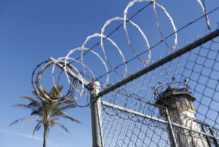 FILE PHOTO: A guard tower is seen during a media tour of California's Death Row at San Quentin State Prison in San Quentin, California December 29, 2015. REUTERS/Stephen Lam/File Photo