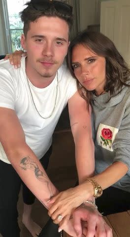 <p>David Beckham/Instagram</p> Brooklyn Beckham with Victoria Beckham