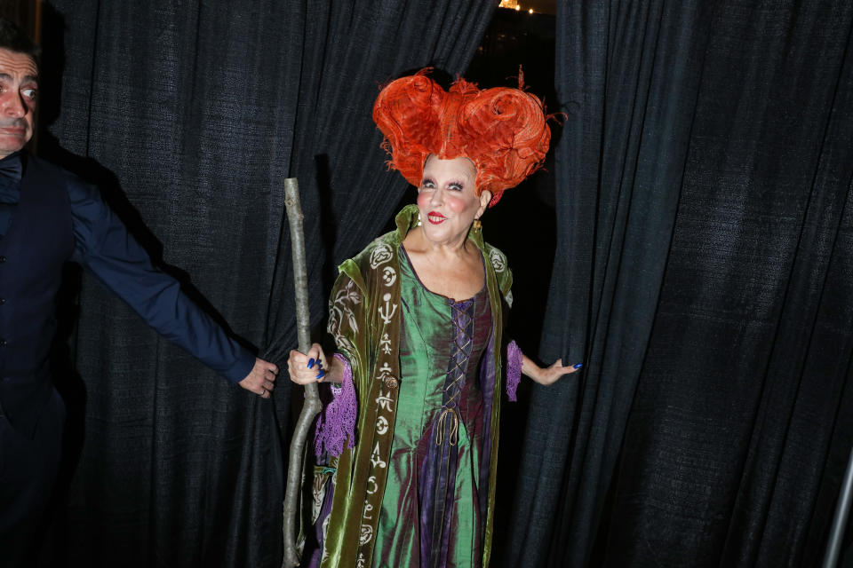 NEW YORK, NY - OCTOBER 28: Bette Midler dressed as Winifred Sanderson from Hocus Pocus attends Bette Midler's Annual Hulaween Bash benefiting the New York Restoration Project at the Waldorf-Astoria Grand Ballroom on October 28, 2016 in New York City. (Photo by Rebecca Smeyne/Getty Images)