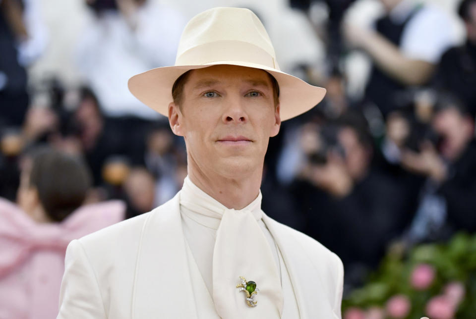 FILE - Benedict Cumberbatch attends The Metropolitan Museum of Art's Costume Institute benefit gala celebrating the opening of the "Camp: Notes on Fashion" exhibition on May 6, 2019, in New York. Cumberbatch turns 45 on July 19. (Photo by Charles Sykes/Invision/AP, File)