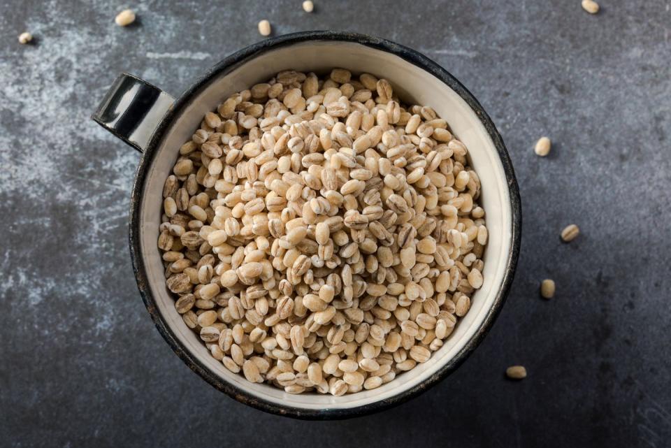 <p>“Most people only know barley as something to throw into soup, but it’s fantastic as a base for grain bowls and breakfast bowls,” says <a href="http://www.franceslargemanroth.com/" rel="nofollow noopener" target="_blank" data-ylk="slk:Frances Largeman-Roth;elm:context_link;itc:0;sec:content-canvas" class="link ">Frances Largeman-Roth</a>, R.D.N., author of <em><a href="https://www.amazon.com/Eating-Color-Delicious-Healthy-Recipes-ebook/dp/B00GMIRLG0/?tag=syn-yahoo-20&ascsubtag=%5Bartid%7C10050.g.35715141%5Bsrc%7Cyahoo-us" rel="nofollow noopener" target="_blank" data-ylk="slk:Eating in Color;elm:context_link;itc:0;sec:content-canvas" class="link ">Eating in Color</a></em> and creator of the <a href="http://www.franceslargemanroth.com/become-an-flr-vip-2/" rel="nofollow noopener" target="_blank" data-ylk="slk:FLR VIP Program;elm:context_link;itc:0;sec:content-canvas" class="link ">FLR VIP Program</a>. “Barley is highest in fiber of all the whole grains. One type of fiber it contains, beta-glucan, helps reduce LDL (bad) <a href="https://www.prevention.com/health/a20491858/the-ultimate-guide-to-managing-your-cholesterol/" rel="nofollow noopener" target="_blank" data-ylk="slk:cholesterol;elm:context_link;itc:0;sec:content-canvas" class="link ">cholesterol</a>, stabilize blood sugar, and boost the immune system. Barley is also rich in resistant starch, a type of carbohydrate that acts like fiber, helping you feel full longer, which can boost weight loss.” Bored of your usual work lunch? Try this <a href="https://www.prevention.com/food-nutrition/recipes/a20511205/spinach-barley-salad/" rel="nofollow noopener" target="_blank" data-ylk="slk:Spinach and Barley Salad;elm:context_link;itc:0;sec:content-canvas" class="link ">Spinach and Barley Salad</a>.</p>