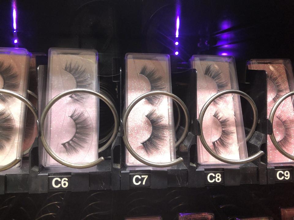 Eyelashes from the Mikayla Janee Collection vending machine at Circle Centre Mall.