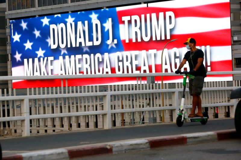 Pro-Trump banner hung in Tel Aviv ahead of upcoming U.S. election