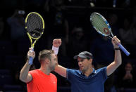 Tennis - ATP Finals - The O2, London, Britain - November 18, 2018 Mike Bryan and Jack Sock of the U.S. celebrate after winning the doubles final against France's Pierre-Hugues Herbert and Nicolas Mahut Action Images via Reuters/Tony O'Brien