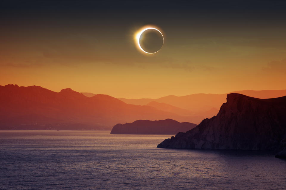 total solar eclipse in sky