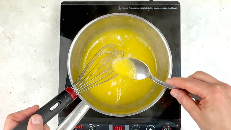 lemon curd in pan