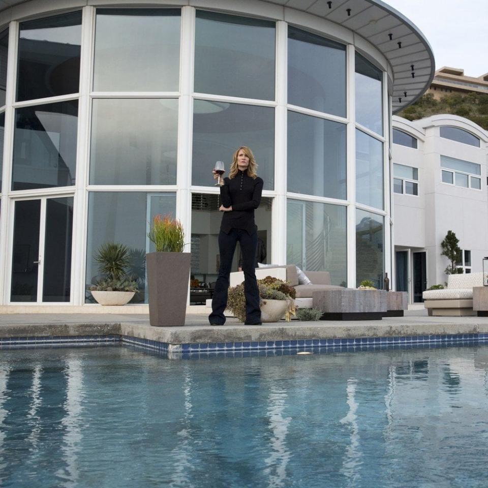 Laura Dern in her character's gargantuan Monterey property on Big Little Lies - Credit: HBO