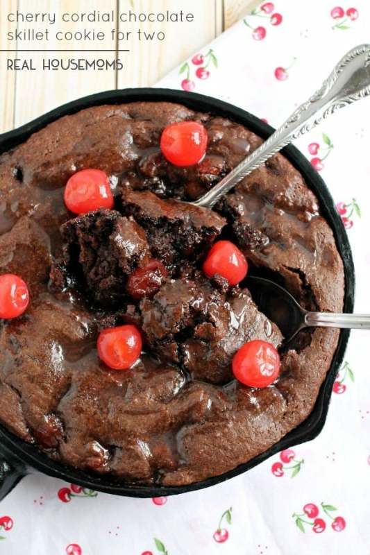 <p>Real Housemoms</p><p>This Cherry Cordial Skillet Cookie is the perfect decadent, gooey sweet treat for two!</p><p><strong>Get the recipe: <a href="https://realhousemoms.com/cherry-cordial-chocolate-skillet-cookie-for-two/" rel="nofollow noopener" target="_blank" data-ylk="slk:Cherry Cordial Chocolate Skillet Cookie for Two;elm:context_link;itc:0;sec:content-canvas" class="link ">Cherry Cordial Chocolate Skillet Cookie for Two</a></strong></p>