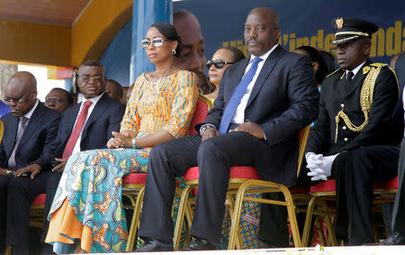 Democratic Republic of the Congo's President Joseph Kabila and First Lady Marie Olive Lembe attend the anniversary celebrations of Congo's independence from Belgium in Kindu, the capital of Maniema province in the Democratic Republic of Congo, June 30, 2016. REUTERS/Kenny Katombe/File Photo