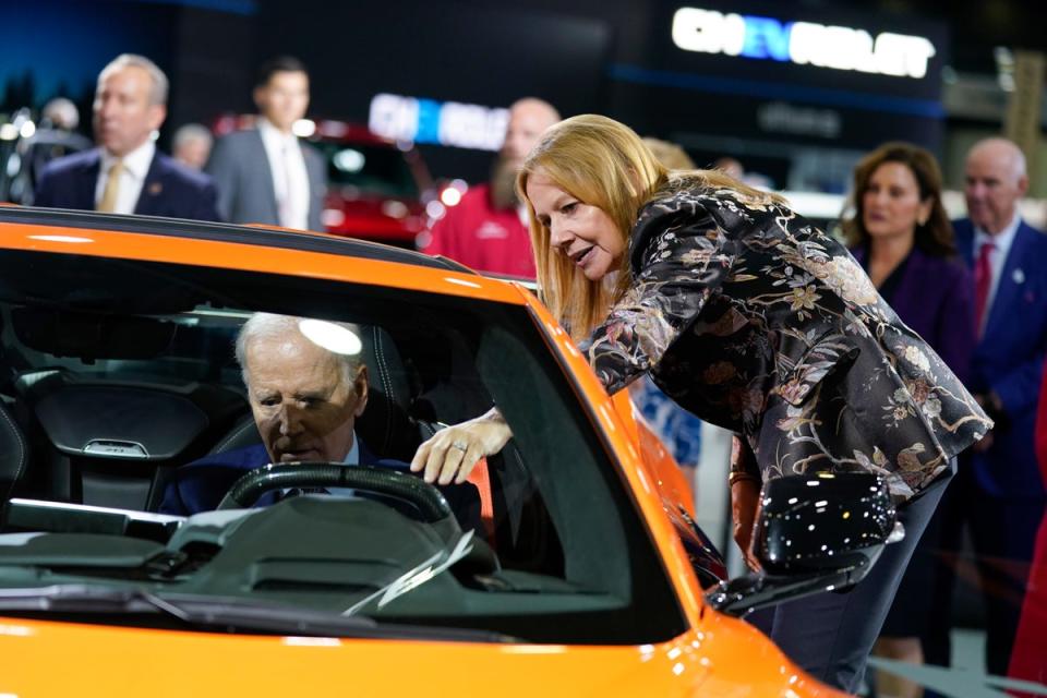 Mary Barra, CEO of GM, is under fire for her $29m salary as Detroit auto workers go on strike (Copyright 2022 The Associated Press. All rights reserved)
