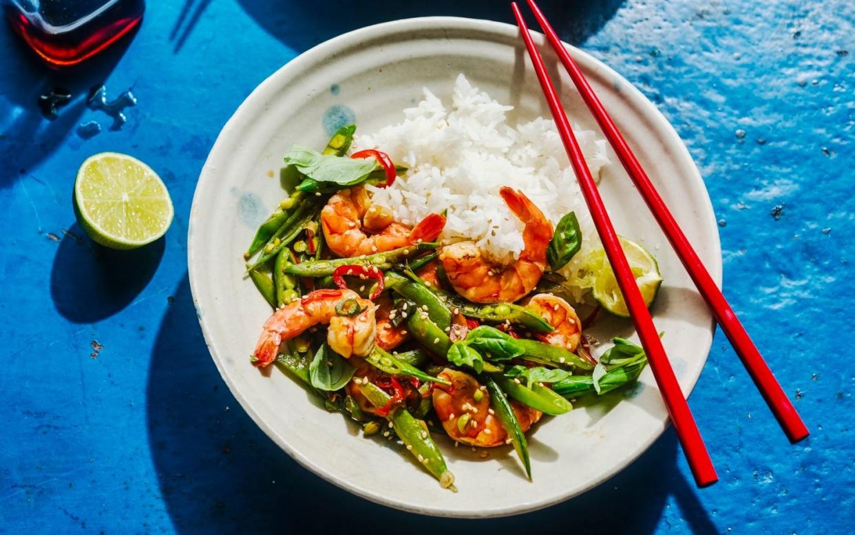 A fragrant prawn stir-fry features in this week's recipes