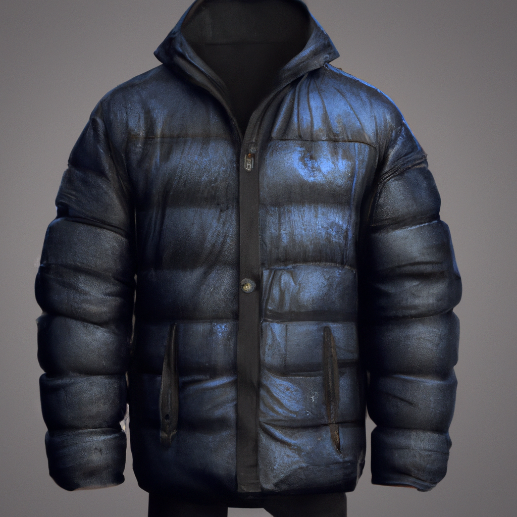 Dark blue waxed puffer jacket Cala AI design