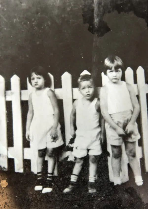 One of the few photos of Dixie Clark, her sister Barbara Conley and their brother David Bauer as children before they were placed in an orphanage.