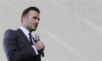 David Beckham discusses matters related to the ownership position he has with a proposed Major League Soccer (MLS) expansion team that could play in Miami, at a news conference in Miami, Florida February, 5, 2014. REUTERS/Andrew Innerarity