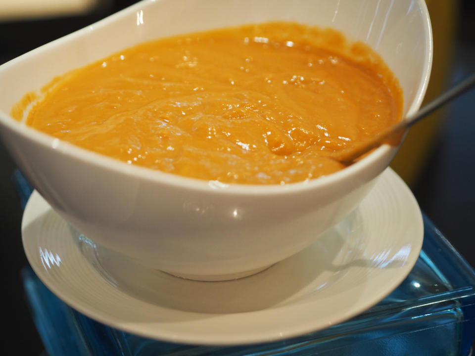 yellow custardy curd in a large bowl