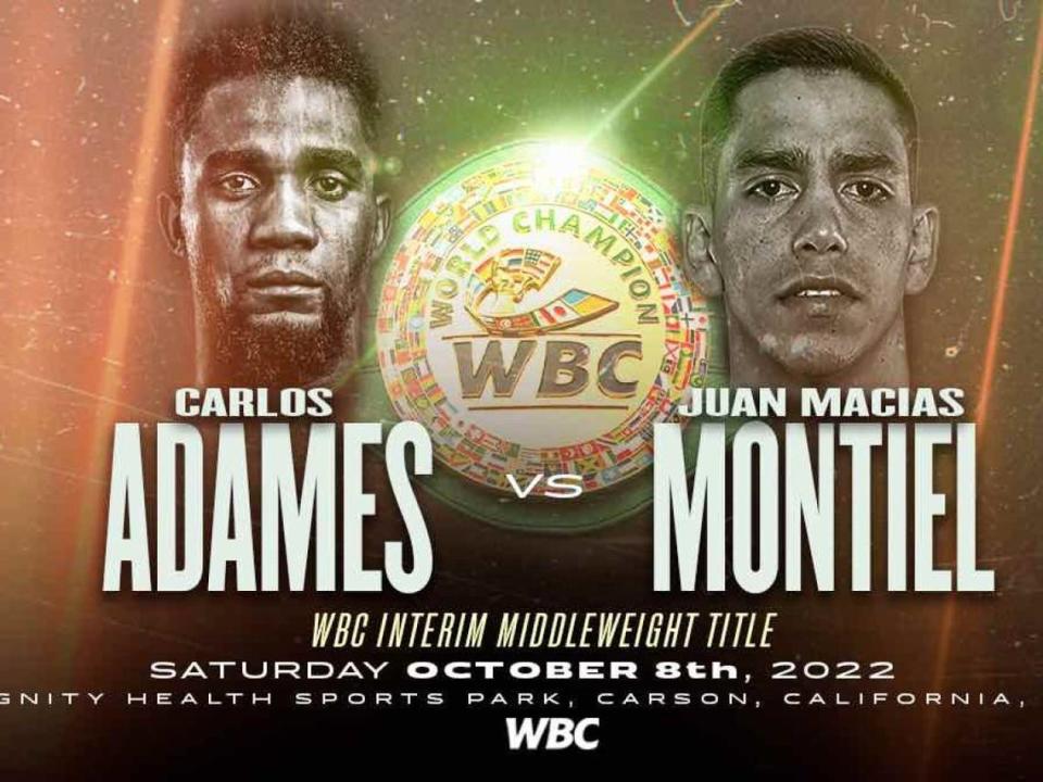 Carlos Adames se enfrenta a Juan Macías Montiel en el Dignity Health Sports Park de Carson, California, el sábado 8 de octubre.