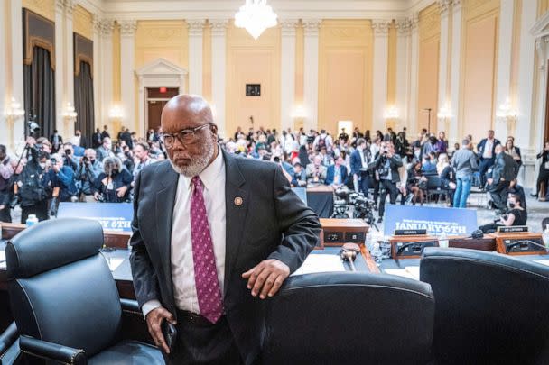 PHOTO: Chairman Bennie Thompson departs during a break as the House select committee investigating the Jan. 6 attack on the U.S. Capitol holds a hearing, Oct. 13, 2022, in Washington. (Jabin Botsford/Pool via REUTERS)