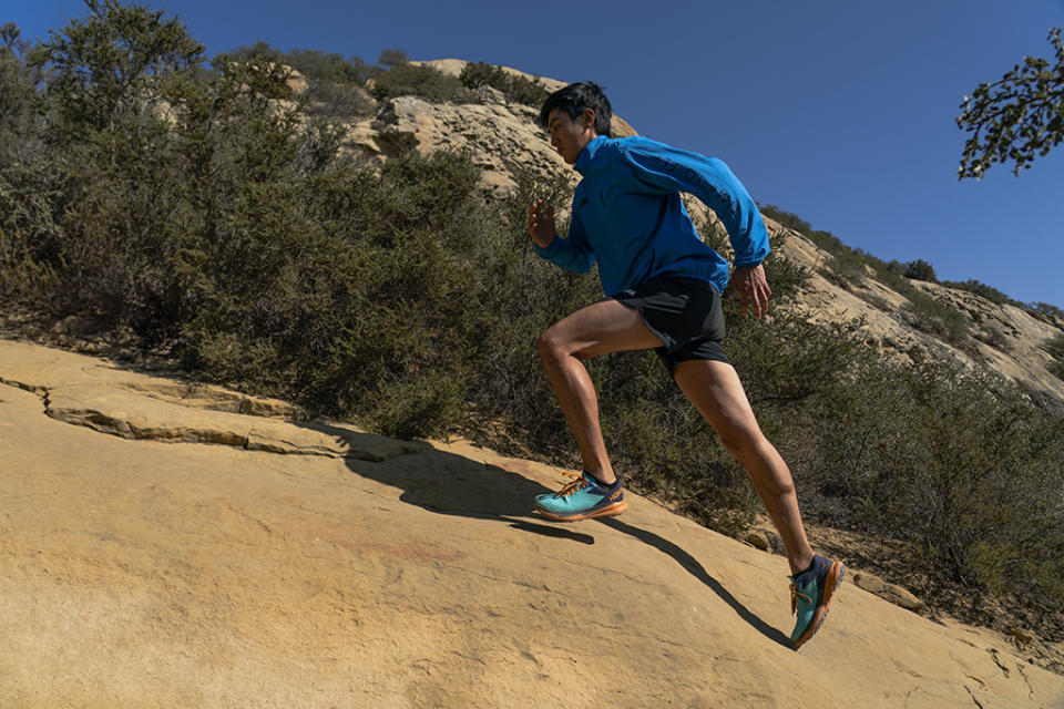 A runner in the Hoka One One Zinal trail shoe. - Credit: Courtesy of Hoka One One