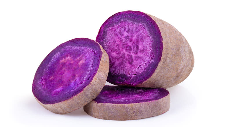 sliced purple sweet potato