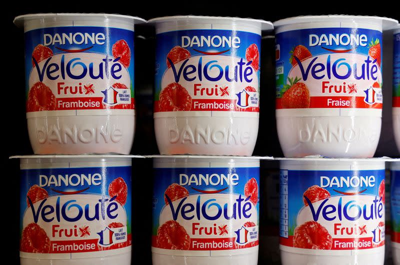 FILE PHOTO: Dairy products of French food group Danone in a supermarket in Nice