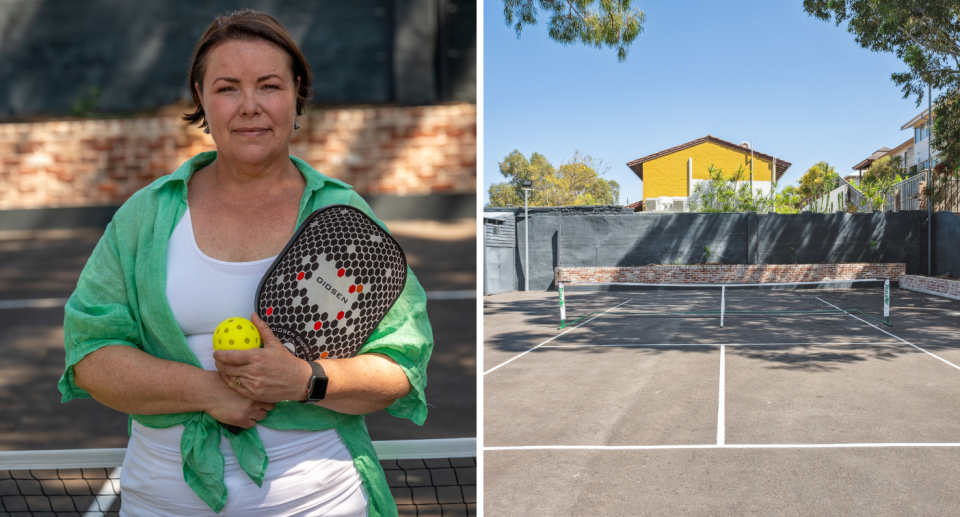 Dale Glenny and her pickleball court.