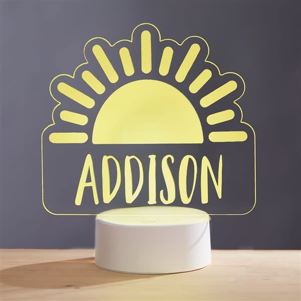 <p><a href="https://go.redirectingat.com?id=74968X1596630&url=https%3A%2F%2Fwww.personalizationmall.com%2FWatercolor-Brights-Sunshine-Personalized-Kids-LED-Sign-i106377.item%3Fproductid%3D37939%26sdest%3DSearch%26sdestid%3D156704030&sref=https%3A%2F%2Fwww.womansday.com%2Flife%2Fg28380824%2Fbaby-girl-gifts%2F" rel="nofollow noopener" target="_blank" data-ylk="slk:Shop Now;elm:context_link;itc:0;sec:content-canvas" class="link ">Shop Now</a></p><p>Sunshine Personalized Kids LED Sign</p><p>personalizationmall.com</p><p>$24.49</p>