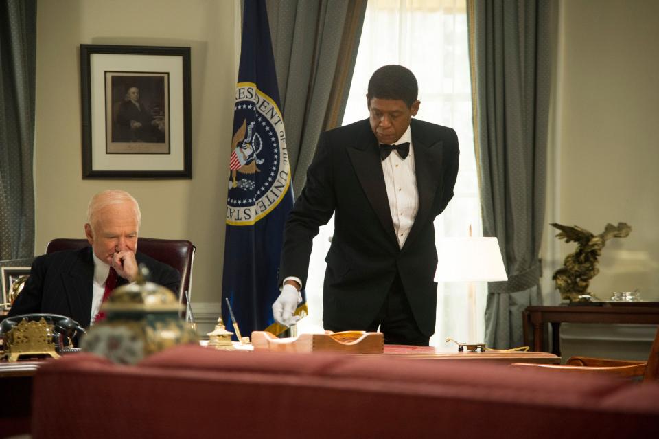 Robin Williams is Dwight Eisenhower, left, and Forest Whitaker is Cecil Gaines in "Lee Daniels' The Butler."