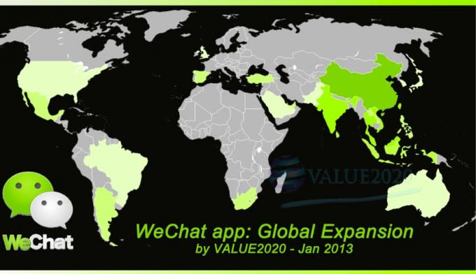 WeChat heatmap worldwide users